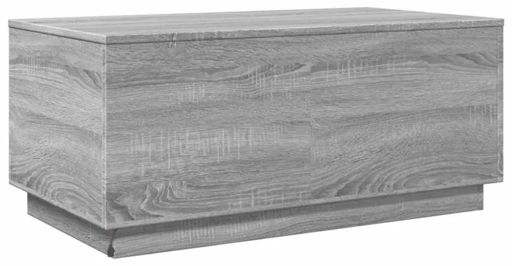 szürke sonoma színű dohányzóasztal LED-lámpákkal 90x50x40 cm