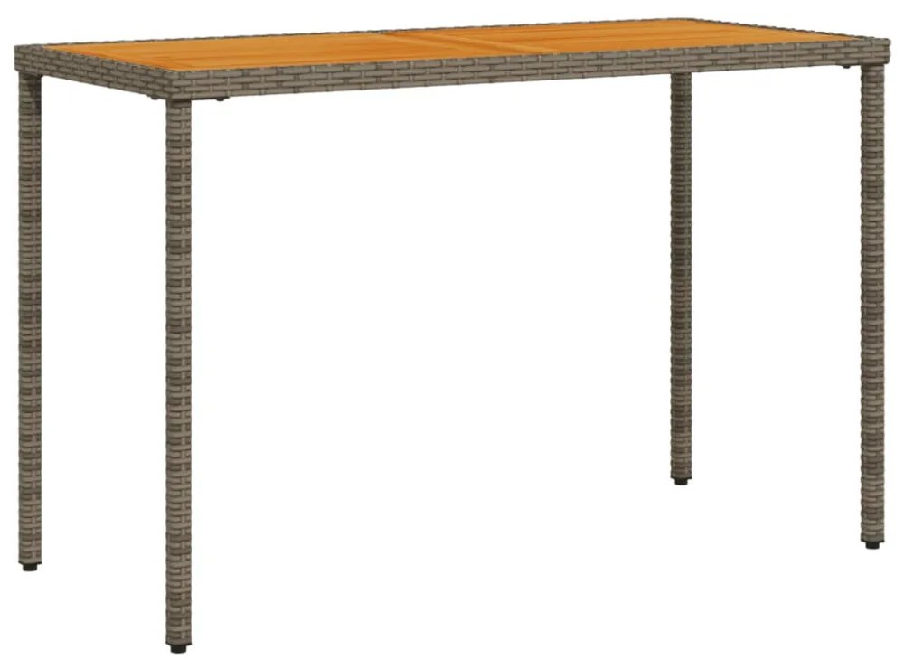 szürke polyrattan akácfa lapos kerti asztal 115x54x74 cm
