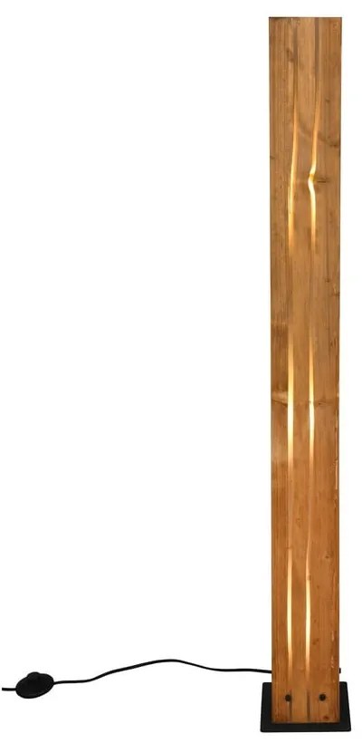 Fekete-natúr színű állólámpa fa búrával (magasság 121 cm) Karuni – Trio