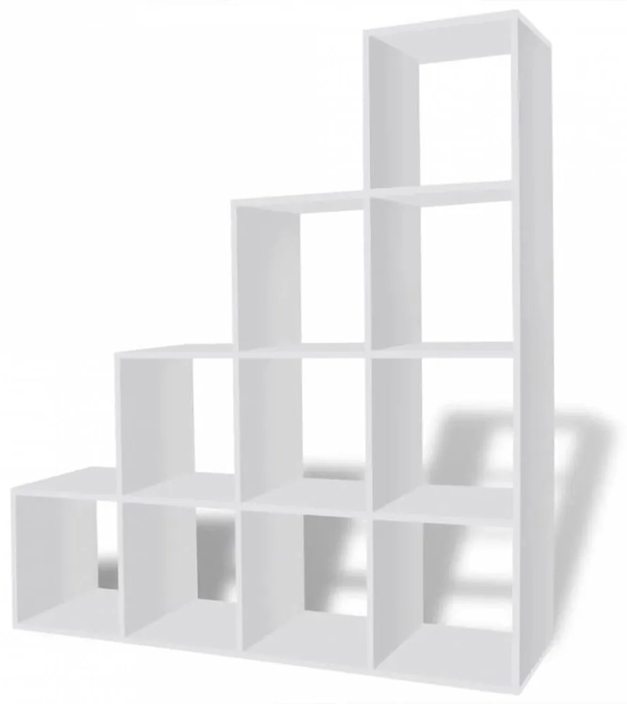 Fehér lépcsős könyvespolc/vitrines polc 142 cm