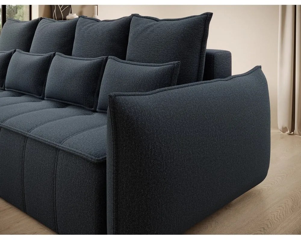 Kék zsenília kinyitható-tárolóhelyes kanapé 242 cm Weltton – ELTAP