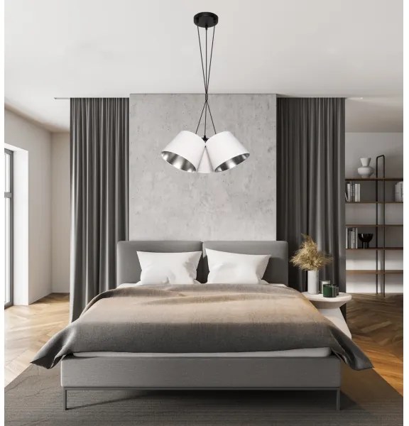 Csillár zsinóron ZOMA 3xE27/60W/260V fehér/fényes króm