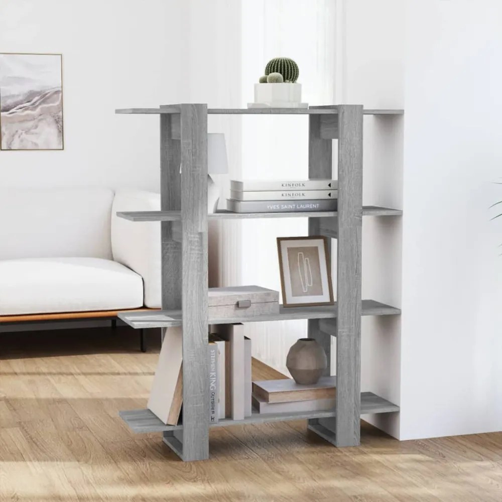 szürke sonoma színű térelválasztó könyvszekrény 100x30x123,5 cm