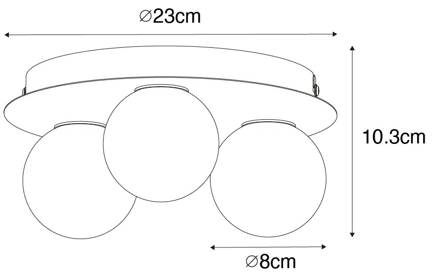 Modern fürdőszobai mennyezeti lámpa acél 3-lámpás - Cederic