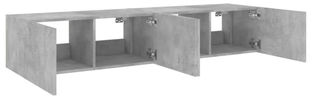 2 db betonszürke fali TV-szekrény LED-del 80x35x31 cm
