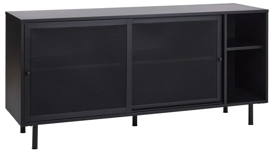 Fekete fém komód tolóajtóval 160x75x46 cm Veep – Unique Furniture