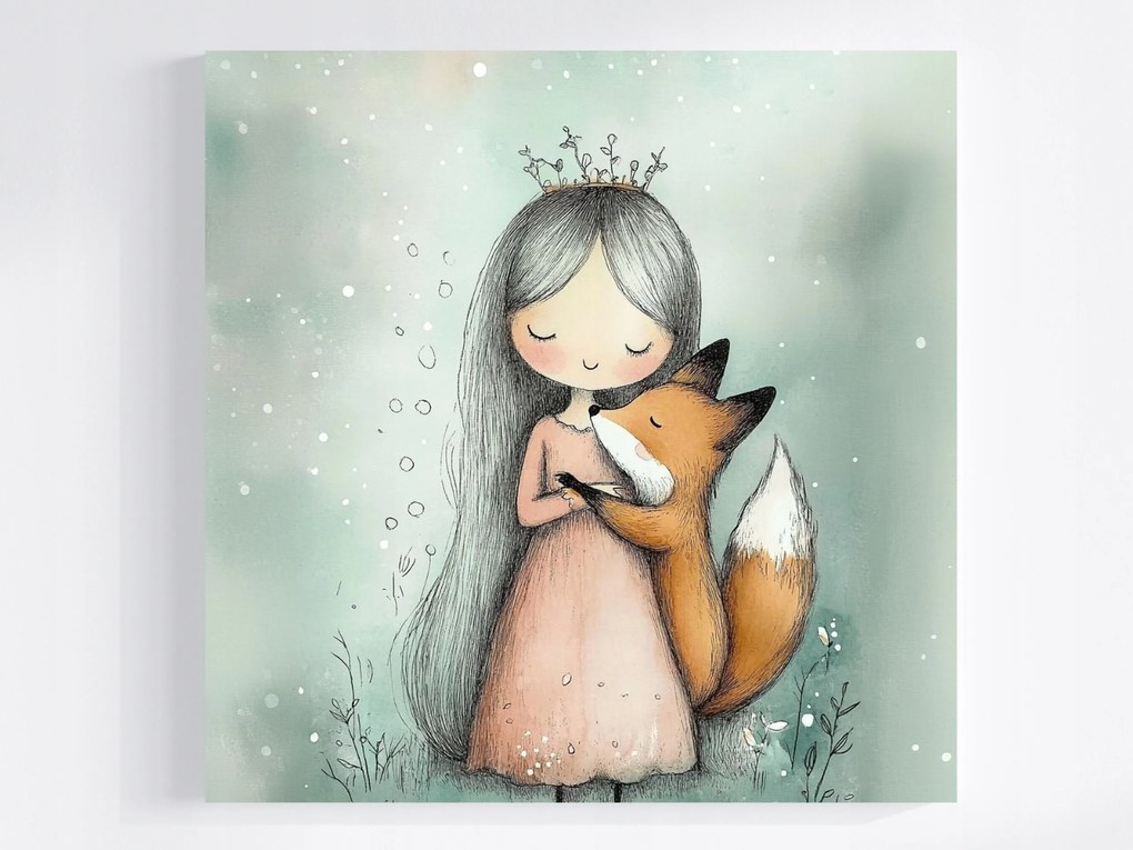 Canvas Vászonkép Kislány Kis Hercegnő Róka Barátság 40x40