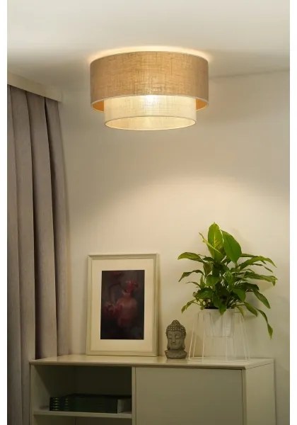 Duolla - Mennyezeti lámpa YUTE BOHO 3xE27/15W/230V átm. 60 cm barna/krémes