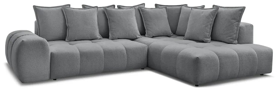 Sötétszürke zsenília kinyitható-tárolóhelyes sarokkanapé (jobb oldali-L alakú) Everest – Bobochic Paris