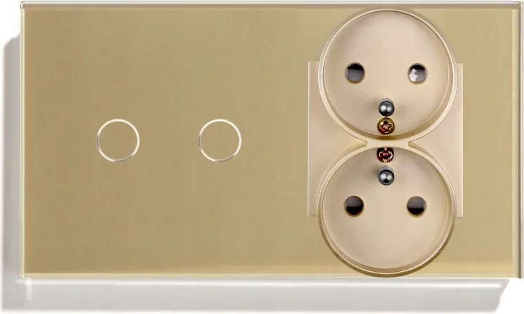 Érintőkapcsoló 2K Dupla Aljzat Dupla Üveg Kapcsoló