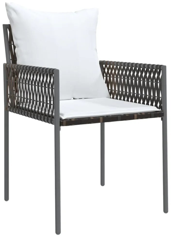 6 db barna polyrattan kerti szék párnával 54x61x83 cm