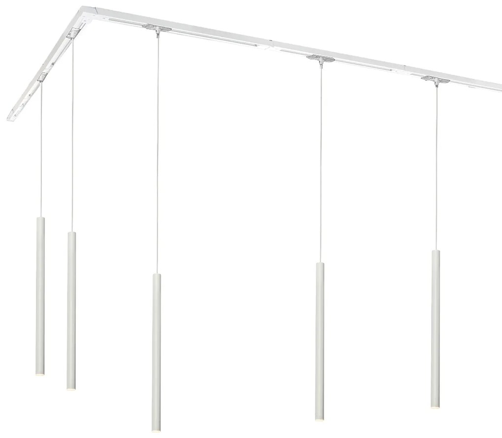 Modern sínrendszer 5 függőlámpával fehér 1 fázisú - Iconic Frini