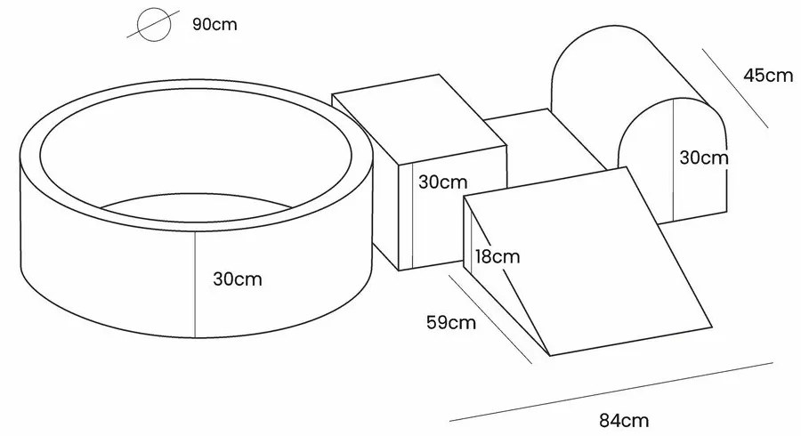 Rózsaszín bársony habszivacs játszótér 3 db-os magasság 30 cm 225x90 cm Montessori – Meowbaby