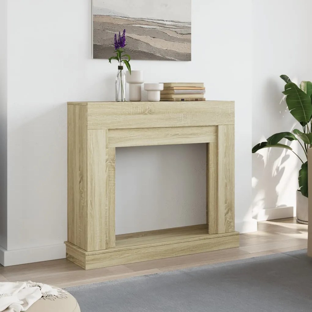 sonoma tölgy színű szerelt fa kandallóburkolat 100x30x87,5 cm