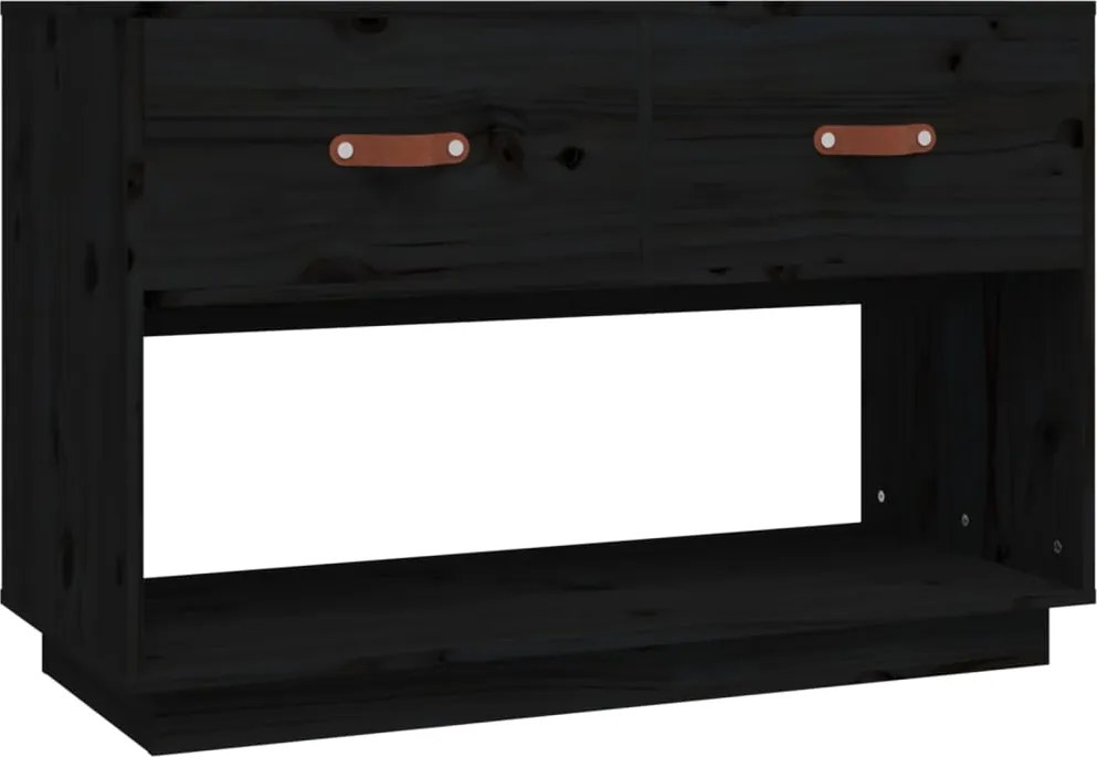 vidaXL fekete tömör fenyőfa TV-szekrény 90x40x602 cm