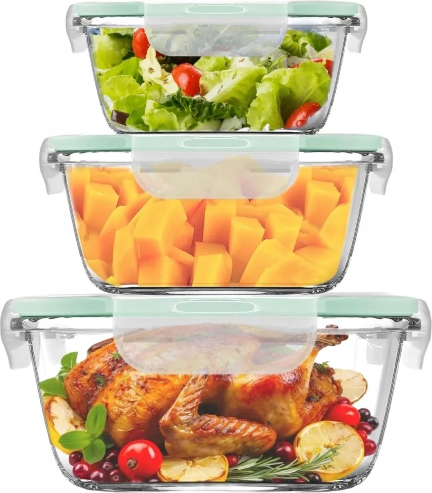 Ételtároló Dobozok Üveg Szett Légmentesen Záródó Uzsonnás Doboz 3db-os Corio