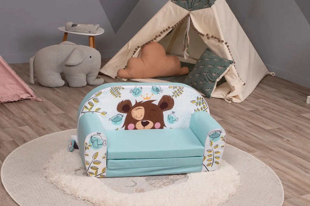 Gyermek kanapé Alvó medve - türkiz Sleeping Bear