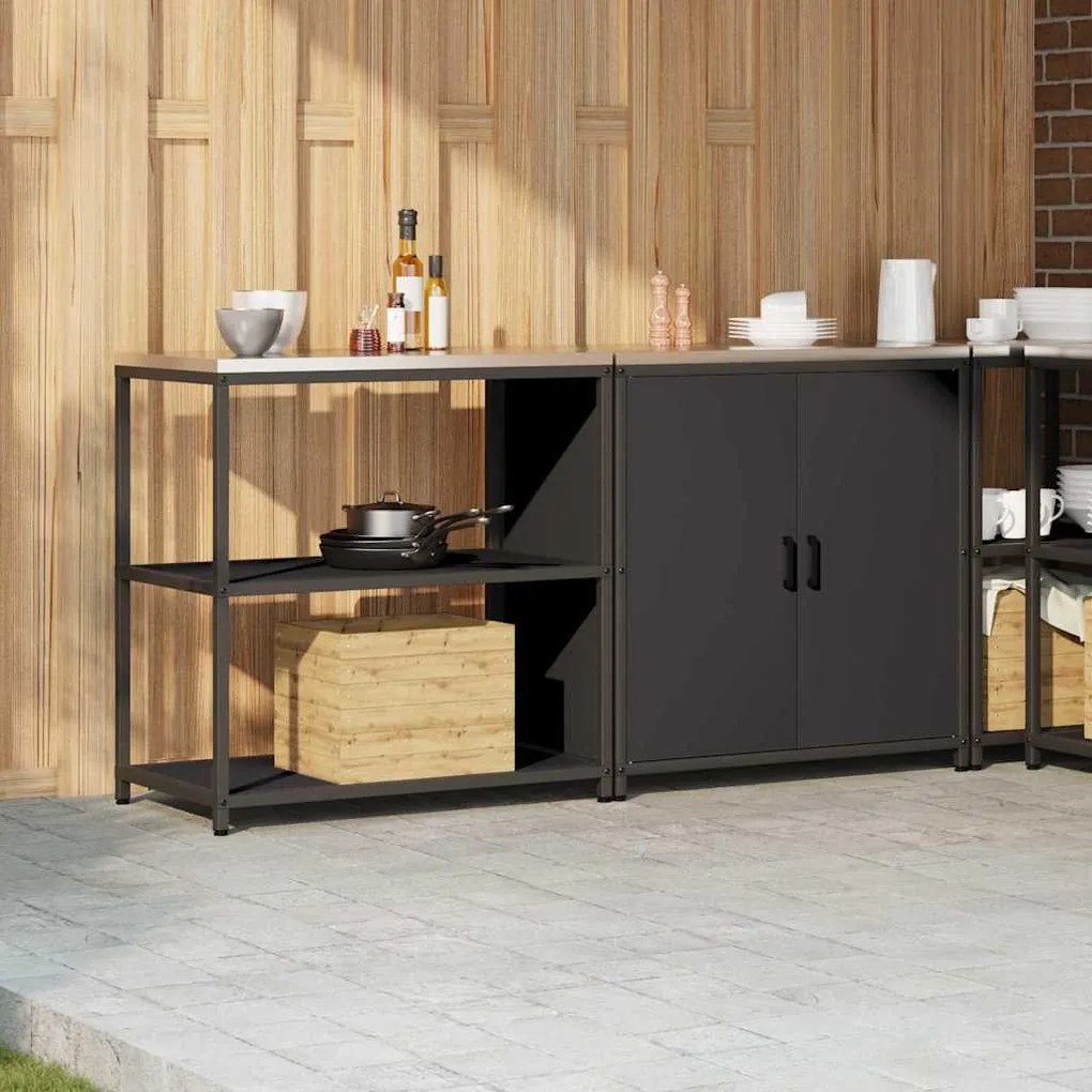 Konyhai Tároló Készlet polcokkal 2 pcs Fekete 180 x 50 x 92 cm
