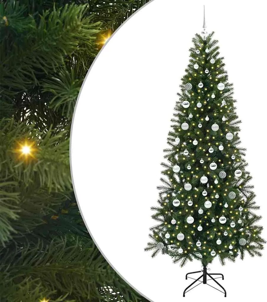vidaXL Mű karácsonyfa 300 LED-del állvánnyal Zöld 210 cm PE és PVC