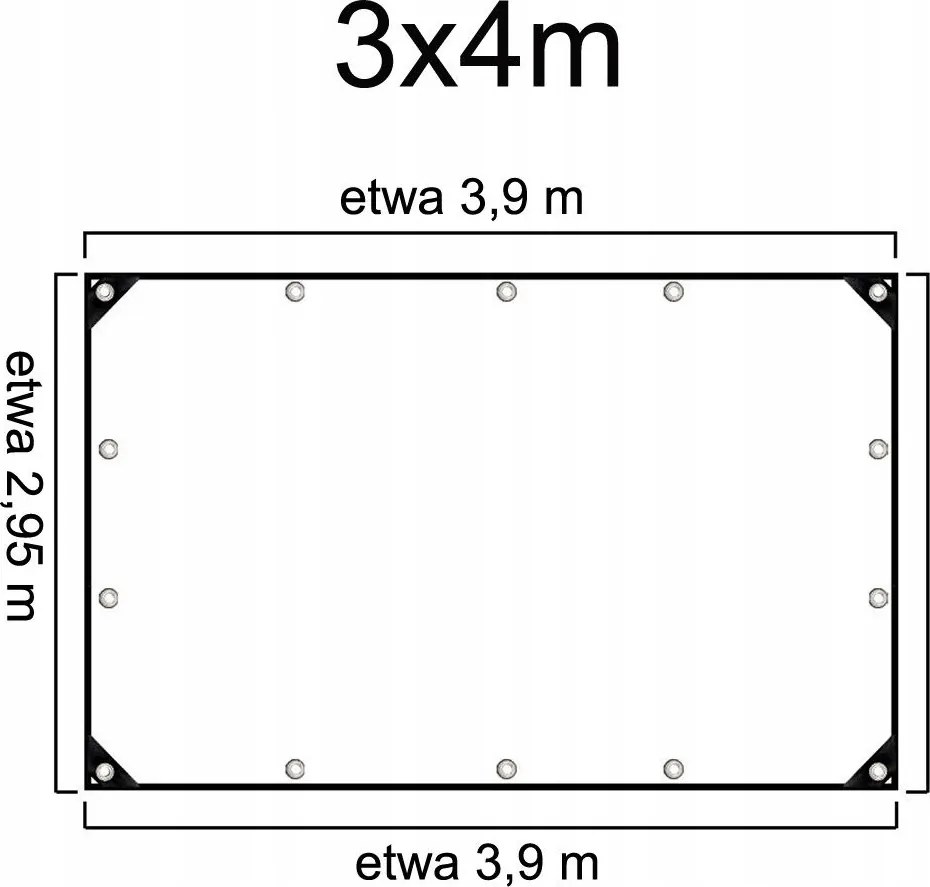 3x4m Átlátszó Vasalt Kerti Ponyva autó terasz pavilon