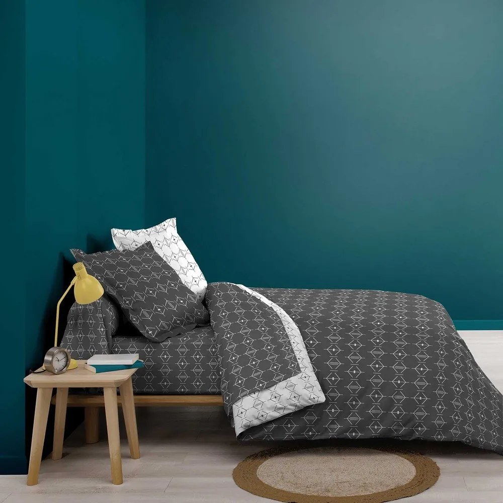 Sötétszürke gumis pamut lepedő 140x190 cm Aristide – douceur d'intérieur