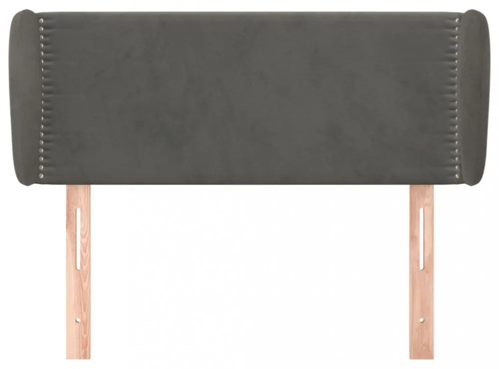 sötétszürke bársony fejtámla szárnyakkal 103x23x78/88 cm