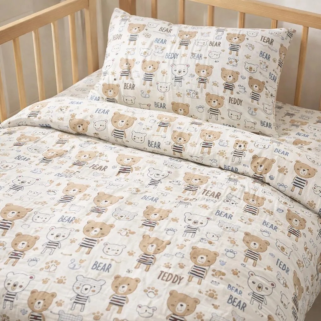 Muszlin lepedők Teddy Bear TiaHome - Gyerek szett 130x90cm + 65x45cm