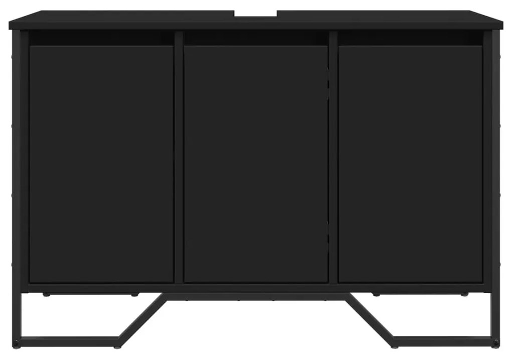 fekete szerelt fa fürdőszobai mosdószekrény 91 x 35 x 60 cm