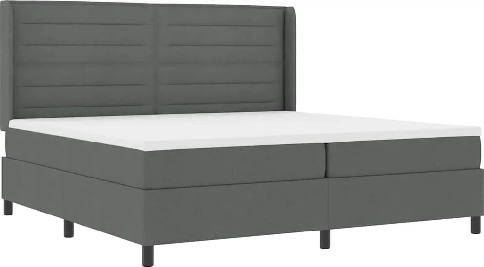 vidaXL LED Box Spring Ágy matracmal Sötétszürke 200 x 200 cm szövet