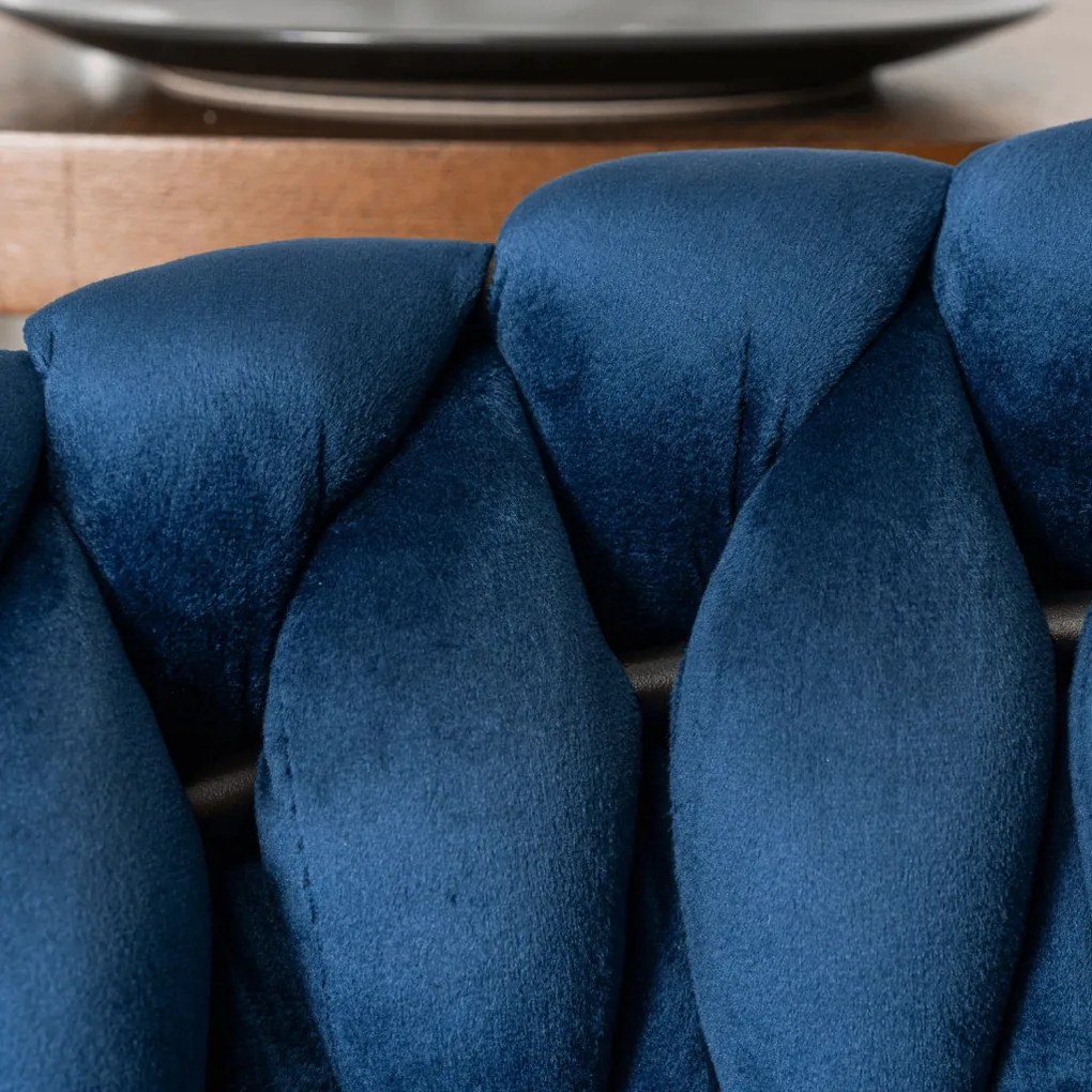 Krzesło ELENA Granatowe Plecione Welurowe