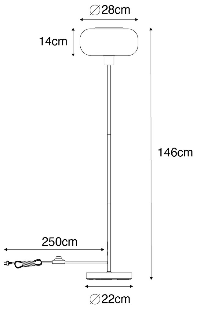 Fekete Art Deco állólámpa füstüveggel - Bizle
