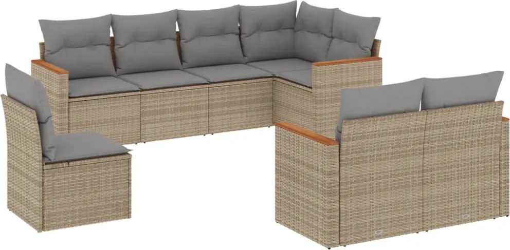 vidaXL 8 részes vegyes bézs polyrattan kerti ülőgarnitúra párnákkal