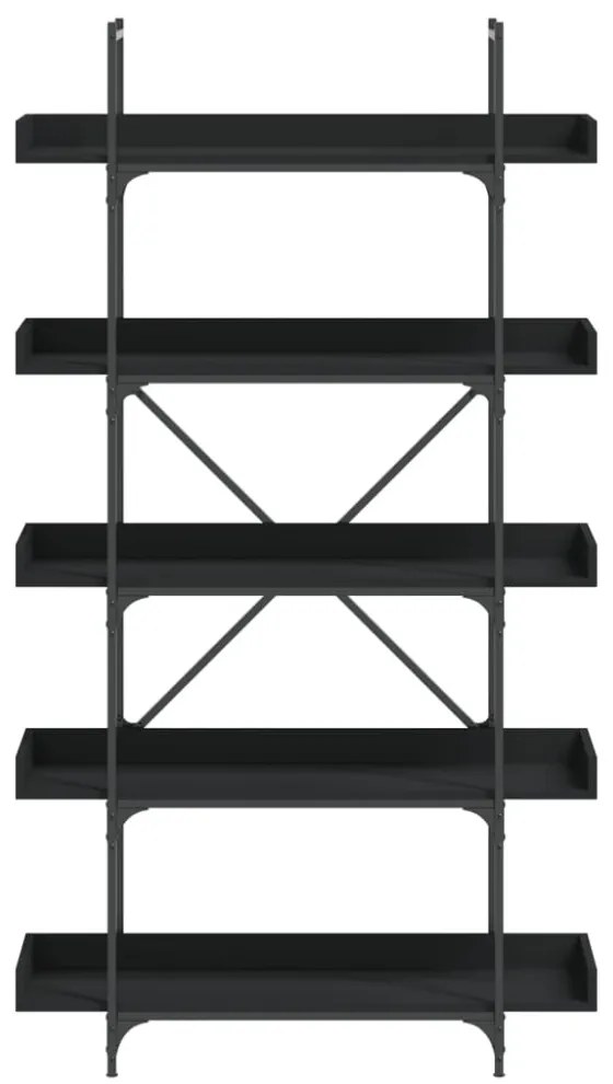 5-szintes fekete szerelt fa könyvespolc 100 x 33 x 180,5 cm