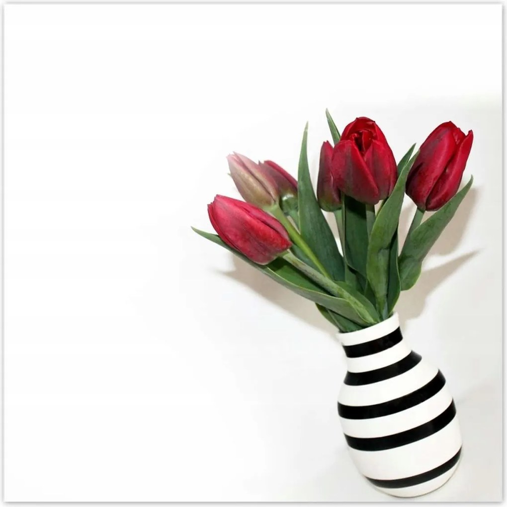 Poszterek 70x70 Csíkos váza Tulipánok