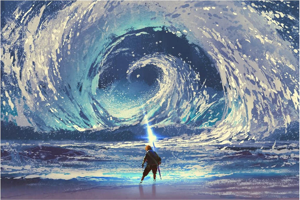 Kép - Illusztráció egy lándzsás fiúról (90x60 cm)