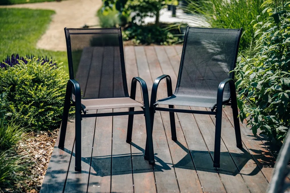 AKCIÓ Kerti székek TAVERNO szett 2db szürke/fekete II. minőség