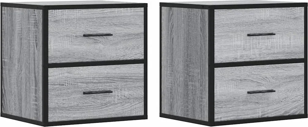 vidaXL 2 db szürke sonoma színű fali éjjeliszekrény 40 x 31 x 39,5 cm
