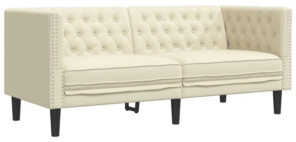 3 részes krémszínű műbőr Chesterfield kanapégarnitúra