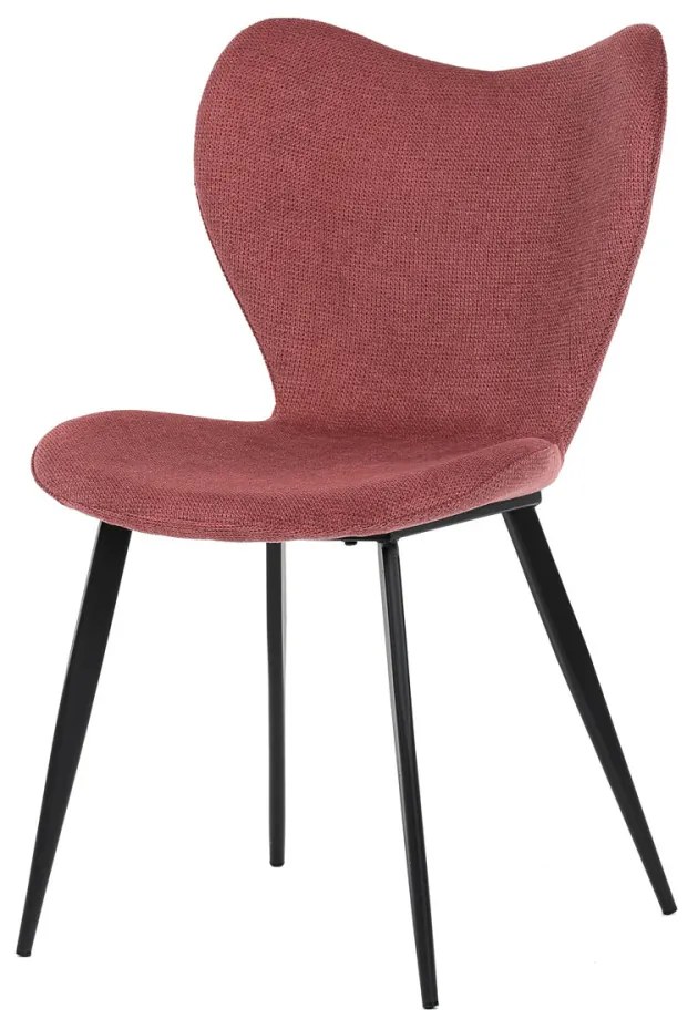 Scaun modern din țesătură în nuanță roșie cu picioare din metal negru. DCL-1031