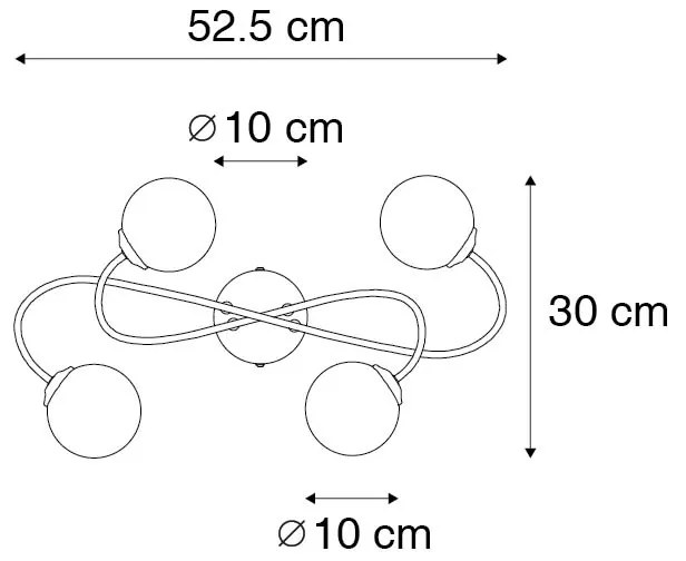 Modern mennyezeti lámpa arany 4-es füstüveggel - Athén