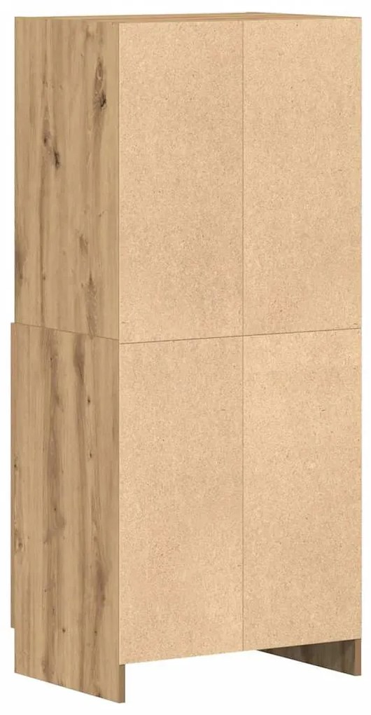 kézműves tölgyszínű szerelt fa konyhaszekrény 57x41,5x131,5 cm