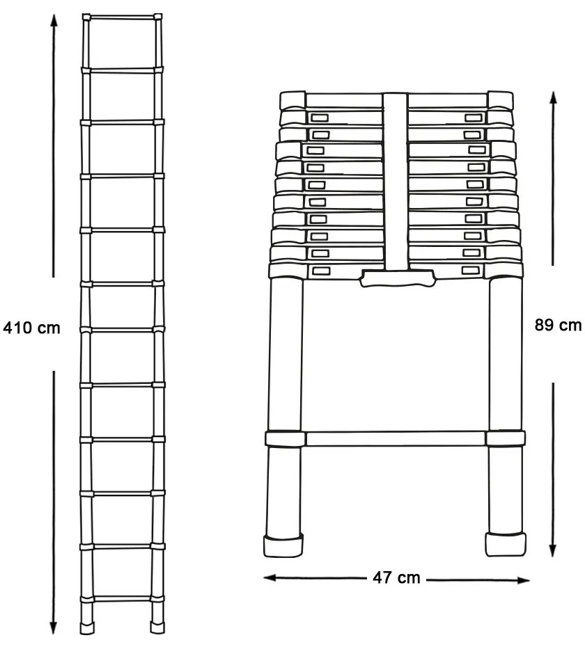 Teleszkópos alumínium létra 3 méretben-4,1 méteres