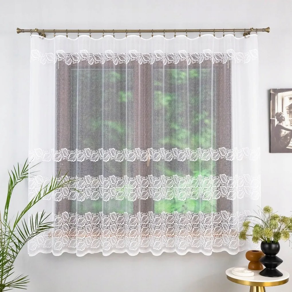 Jacquard Függöny Növényi Mintával, Vízszintes Csíkos Mintával 550 Széles X 165 Magas