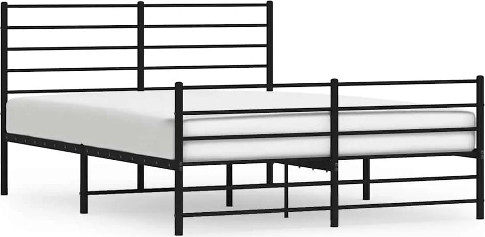 vidaXL fekete fém ágykeret fej- és lábtámlával 120 x 190 cm