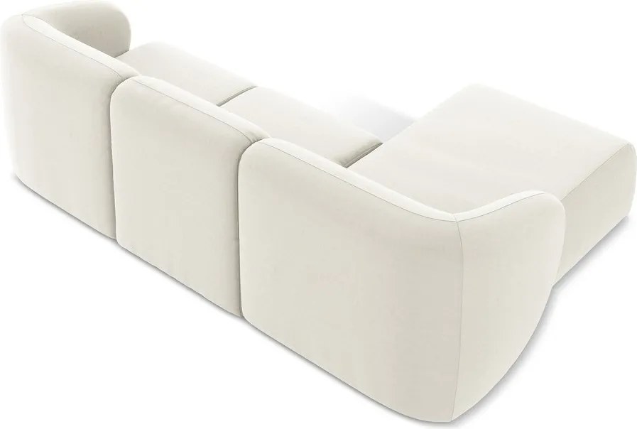 Bézs bársony sarokkanapé (bal oldali-heverő résszel) Lani – Makamii