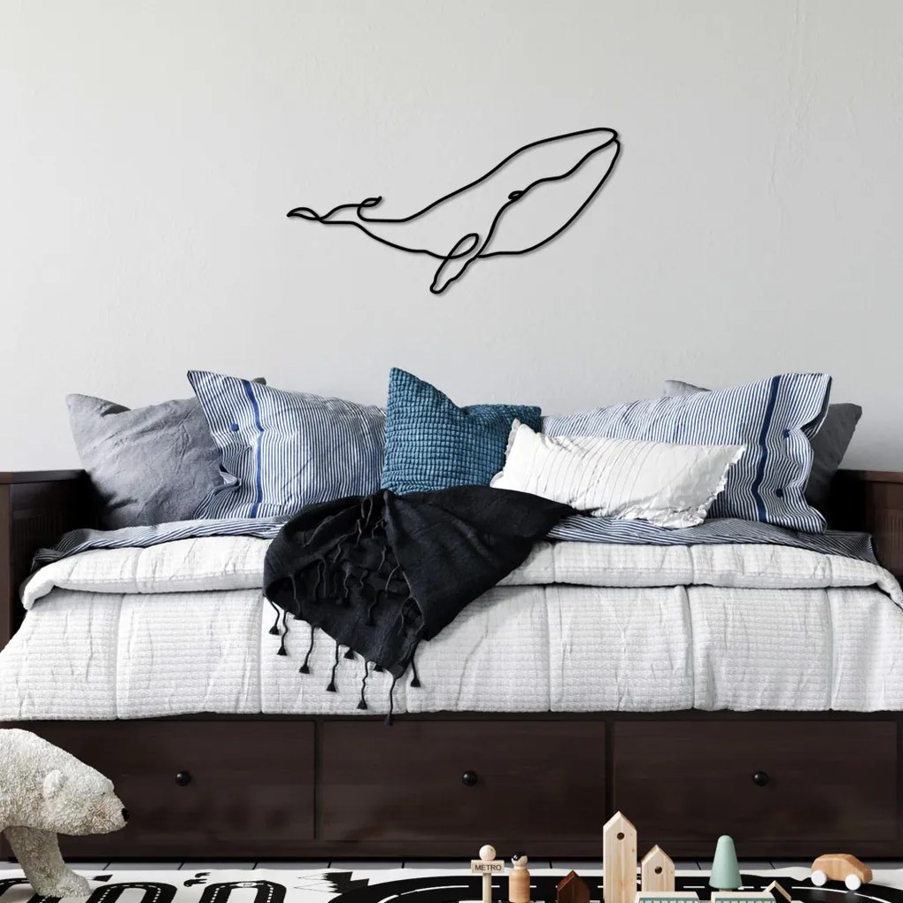 Whale fém fali dekoráció, 50×25 cm