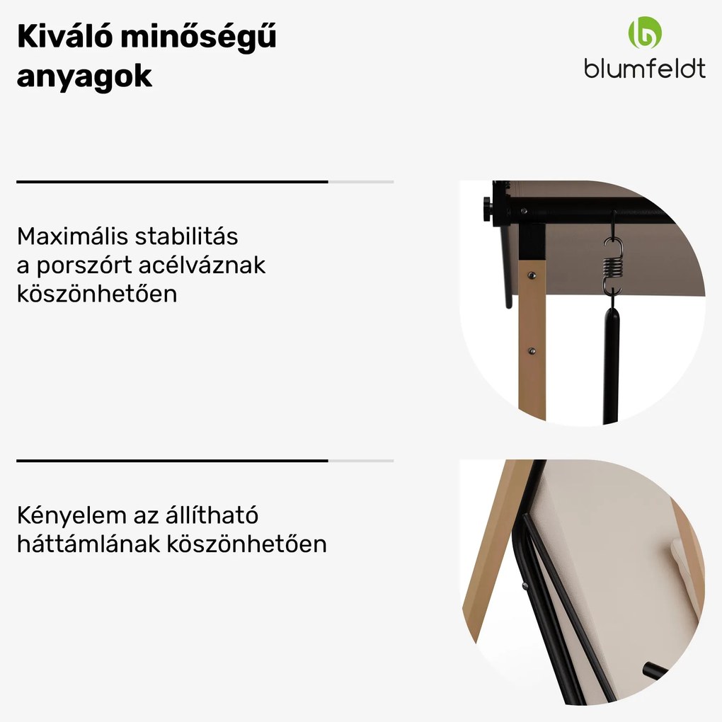 ZenGrove, hollywoodi hinta, 3 üléses, egyénileg állítható, porszórt acél, időjárásálló