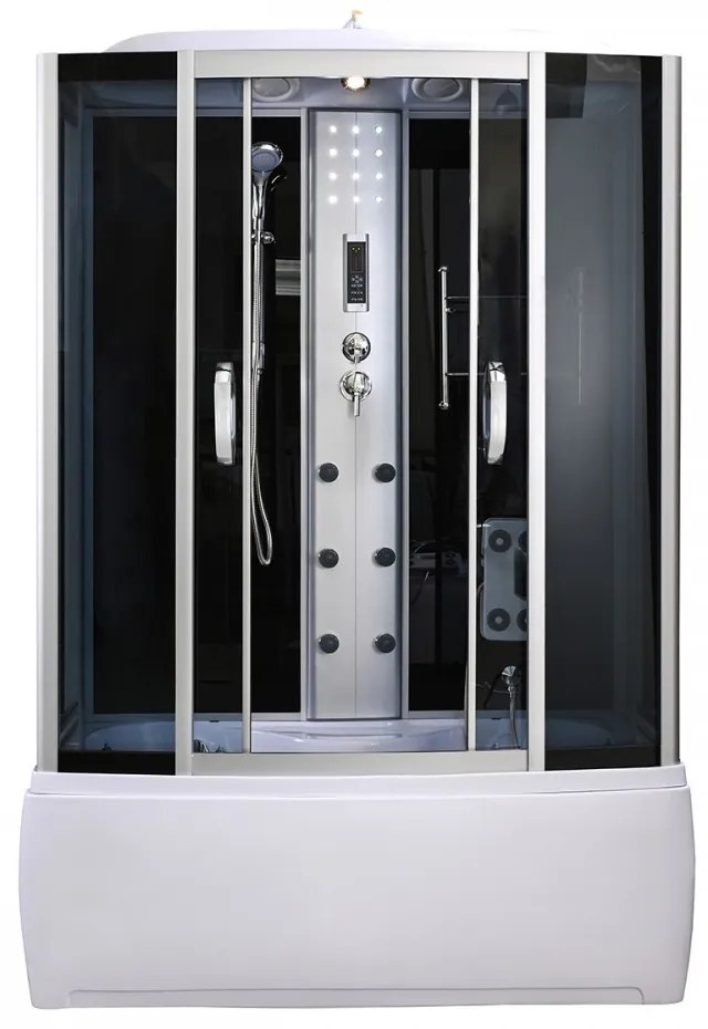 Emilia 85x150 cm hidromasszázs kádkabin elektronikával Black