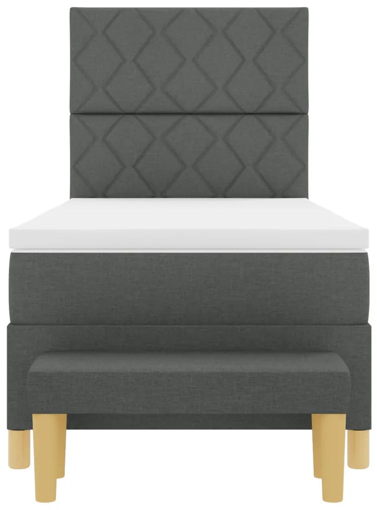 Box Spring Ágy Matraccal &amp; Pad Sötétszürke 90x200 cm Szövet