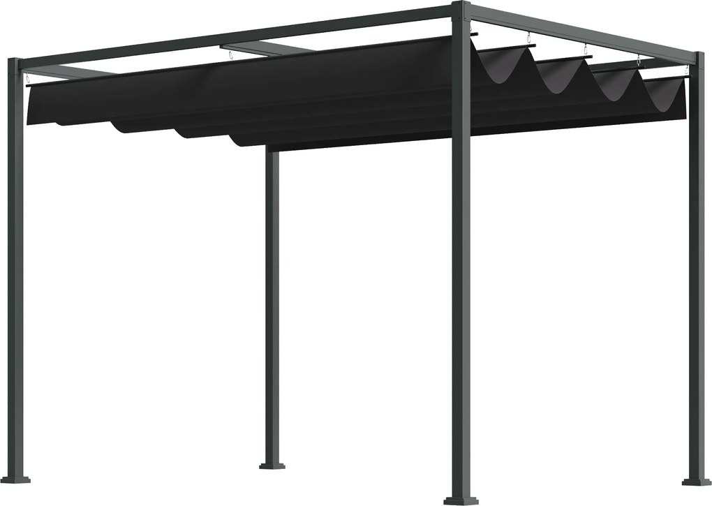 Outsunny Pergola kb. 3x2m Kerti Pavilon Terasz Fedés Fém Szabadon Álló Kerti Pavilon Állítható Tetővel, UV Védelemmel, Napvédelemmel Teraszhoz és Kert